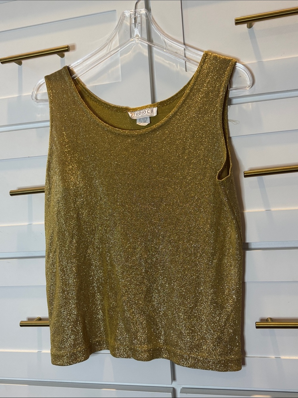 Vintage Studio C Gold Glitter Tank Top - Sleeveless Women's Top